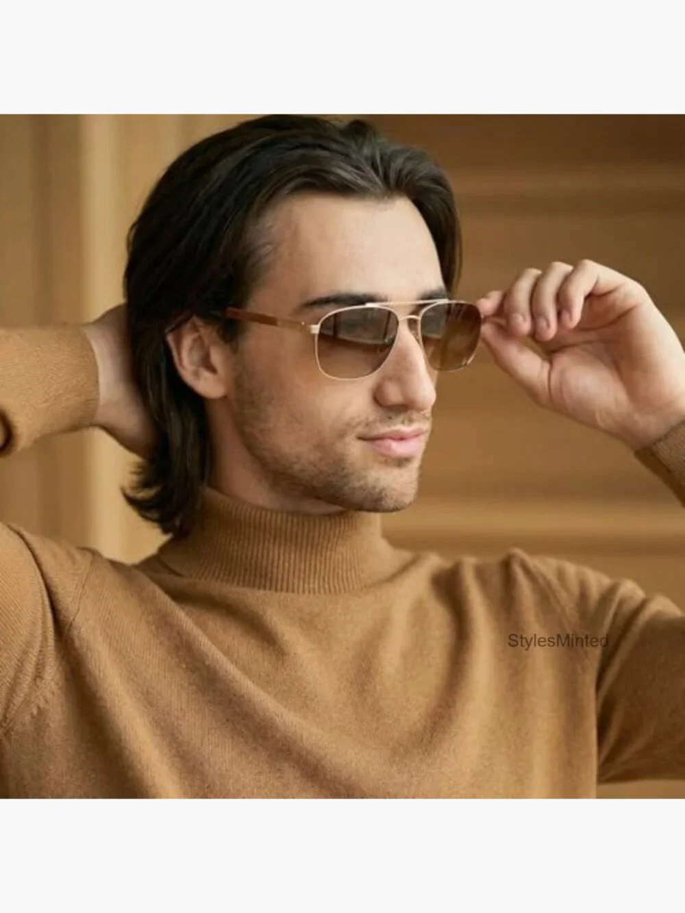 Aviator Wood Polarized Sunglasses for Men UV400 Protection Driving